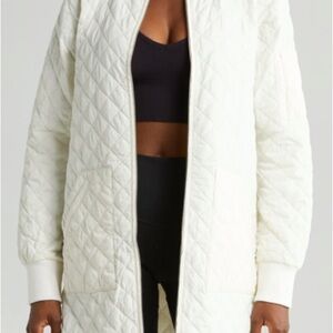 White Quilted Long Jacket